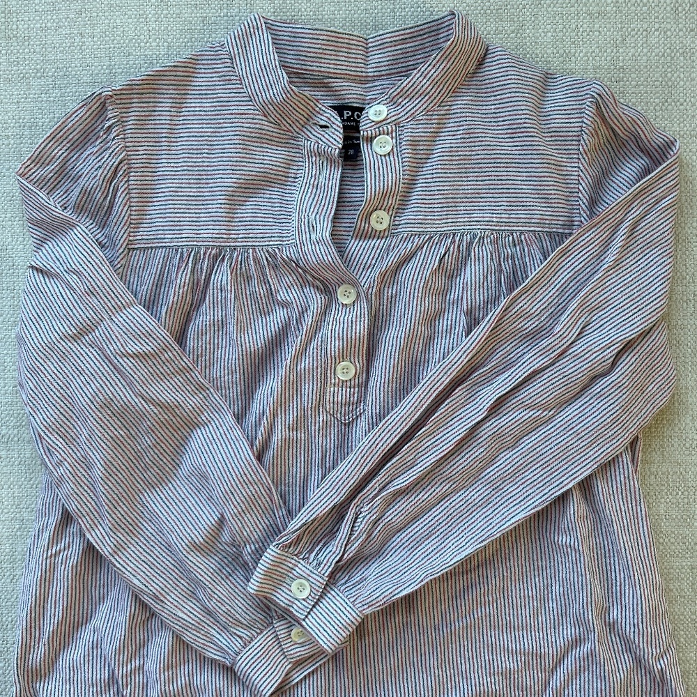 APC stripe cotton button blouse